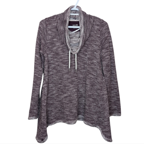 Calvin Klein Women's Performance Purple Heathered Hi Lo Side Cowl Sweater Medium - Picture 1 of 9